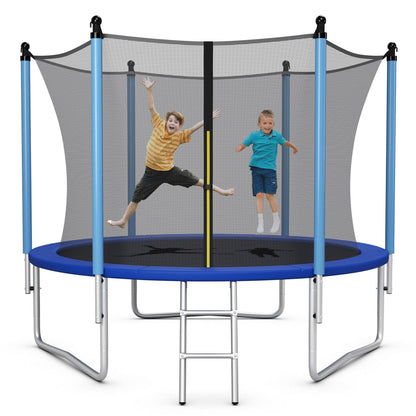 14 Feet Jumping Exercise Recreational Bounce Trampoline with Safety Net, Blue Trampolines at Gallery Canada
