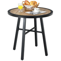 Thumbnail for 29 Inch Patio Round Bistro Metal Table with Wood-Like Top - Gallery View 8 of 10
