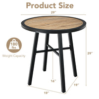 Thumbnail for 29 Inch Patio Round Bistro Metal Table with Wood-Like Top - Gallery View 4 of 10