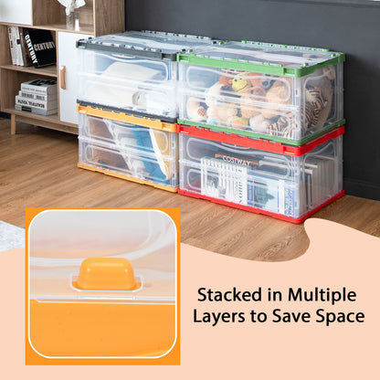 4 Pack Collapsible and Stackable Plastic Storage Bins with Attached Lid-L Clothing & Closet Storage at Gallery Canada