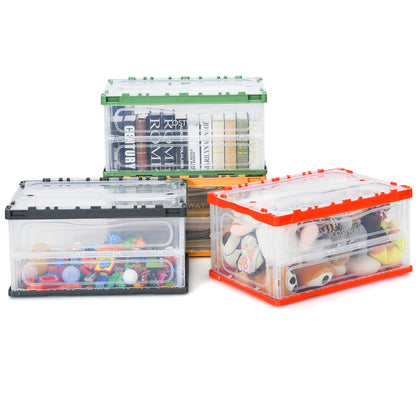 4 Pack Collapsible and Stackable Plastic Storage Bins with Attached Lid-L Clothing & Closet Storage at Gallery Canada