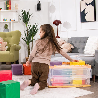 4 Pack Collapsible and Stackable Plastic Storage Bins with Attached Lid-M Clothing & Closet Storage at Gallery Canada