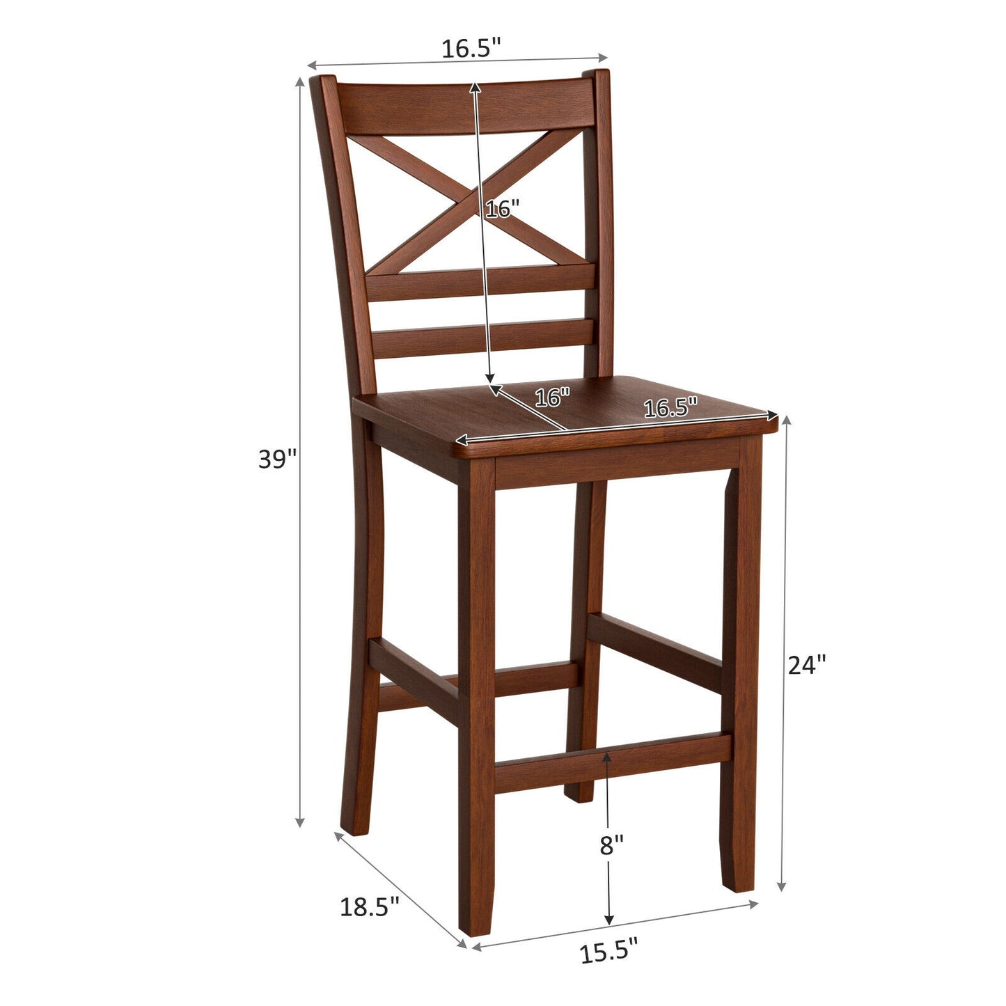 Set Of 2 Bar Stools, 25 Inch Counter Height, Walnut, Rubber Wood Legs Bar Stools at Gallery Canada