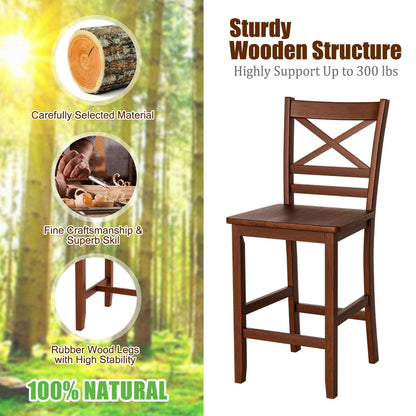 Set Of 2 Bar Stools, 25 Inch Counter Height, Walnut, Rubber Wood Legs Bar Stools at Gallery Canada