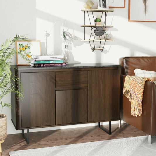3-Door Kitchen Buffet Sideboard with Drawer for Living Room Dining Room, Brown - Gallery Canada