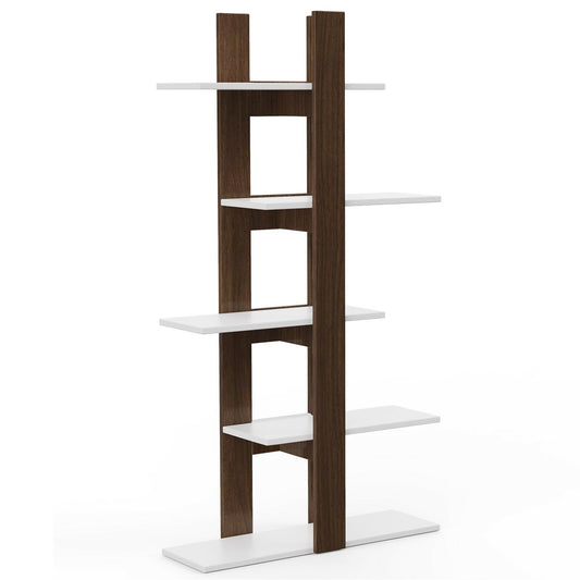 5-Tier Freestanding Bookshelf with Anti-Toppling Device, Brown
