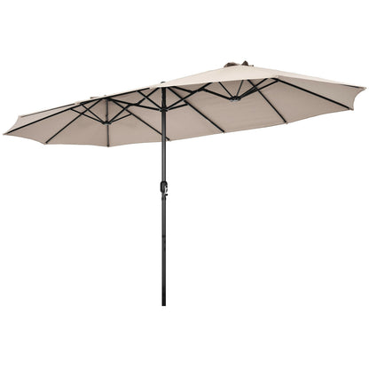 15 Feet Patio Umbrella, Hand-Crank System, Beige Outdoor Umbrellas Beige at Gallery Canada