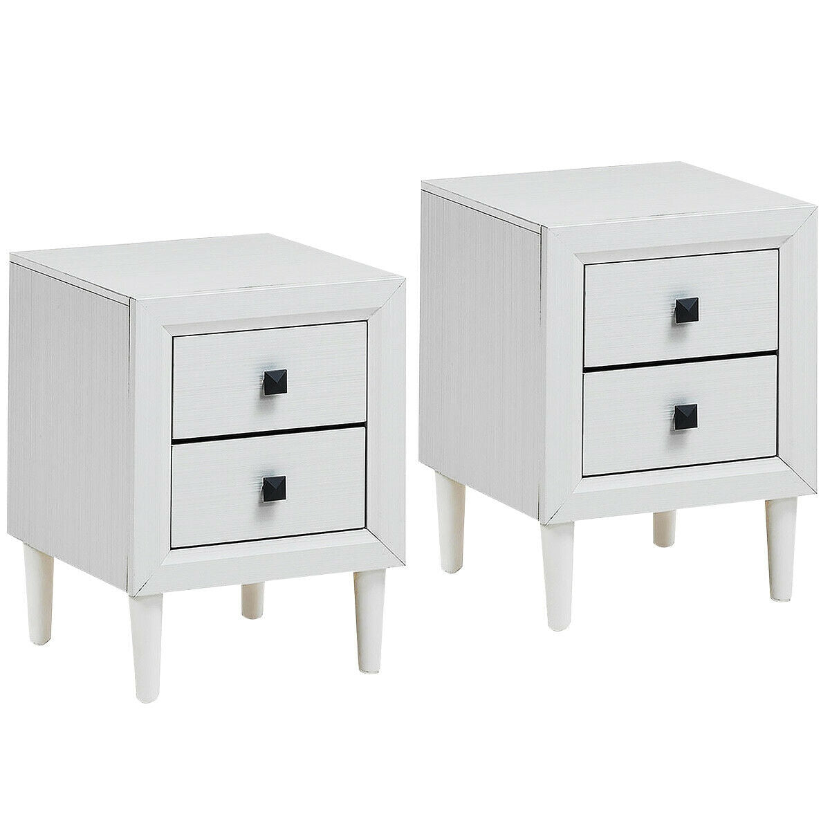 2Pcs Multipurpose Retro Nightstand with 2 Drawers, White Nightstands at Gallery Canada