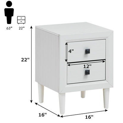 2Pcs Multipurpose Retro Nightstand with 2 Drawers, White Nightstands at Gallery Canada