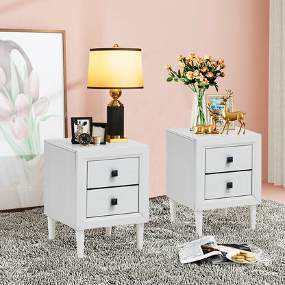 2Pcs Multipurpose Retro Nightstand with 2 Drawers, White Nightstands at Gallery Canada