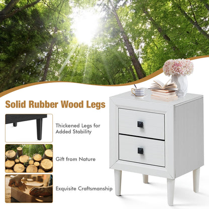 Multipurpose Retro Bedside Nightstand/ End Table with 2 Drawers, White Nightstands at Gallery Canada
