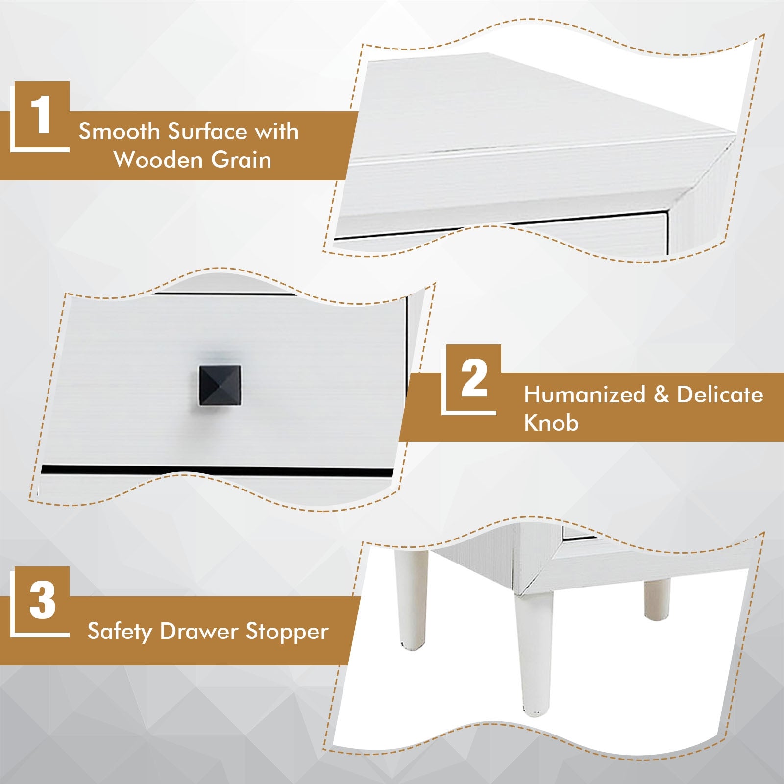 Multipurpose Retro Bedside Nightstand/ End Table with 2 Drawers, White Nightstands at Gallery Canada