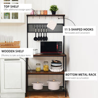 Thumbnail for 4-Tier Kitchen Rack Stand with Hooks and Mesh Panel
