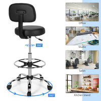 Thumbnail for Swivel PU Leather Drafting Chair with Retractable Mid Back - Gallery View 5 of 12