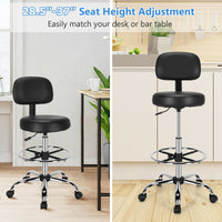 Thumbnail for Swivel PU Leather Drafting Chair with Retractable Mid Back - Gallery View 3 of 12