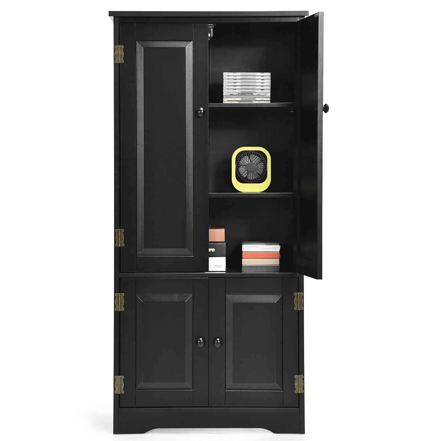 Accent Floor Storage Cabinet with Adjustable Shelves Antique 2-Door, Black - Gallery Canada
