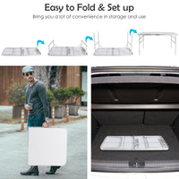 Thumbnail for 2 Pieces Folding Utility Table with Carrying Handle - Gallery View 3 of 9