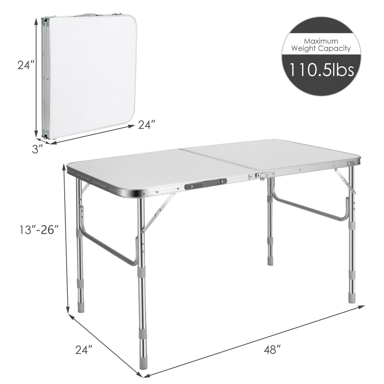 2 Pieces Folding Utility Table with Carrying Handle - Gallery View 4 of 9