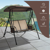 Thumbnail for 2 Seat Patio Porch Swing with Adjustable Canopy Storage Pockets - Gallery View 3 of 11
