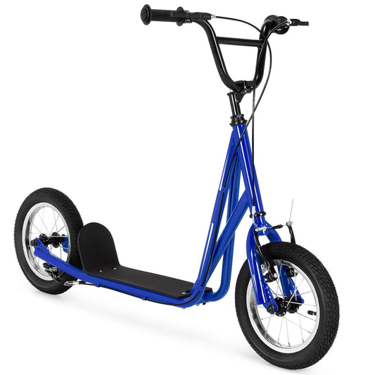 Height Adjustable Kid Kick Scooter with 12 Inch Air Filled Wheel, Navy - Gallery Canada