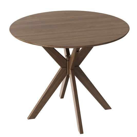 36 Inch Round Wood Dining Table with Intersecting Pedestal Base Dining Tables Walnut at Gallery Canada