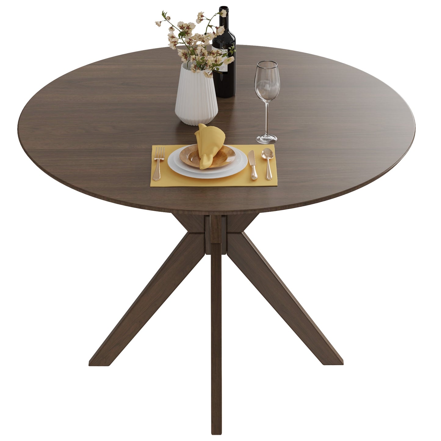 36 Inch Round Wood Dining Table with Intersecting Pedestal Base Dining Tables at Gallery Canada