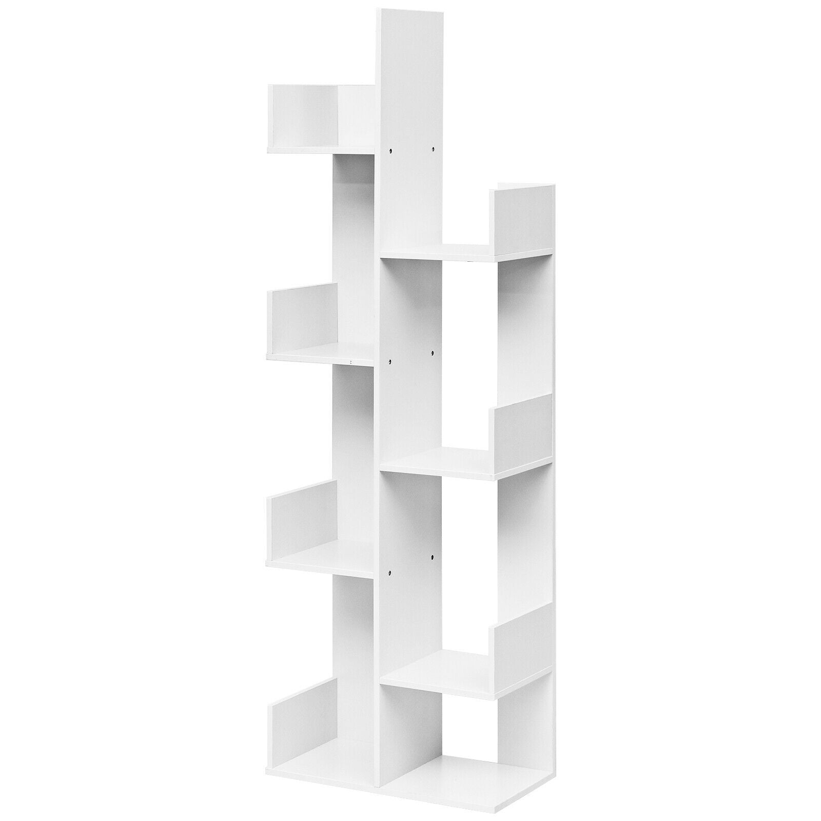 8-Tier Bookshelf Bookcase Space-Saving Storage Rack with 8 Open Compartments, White Bookcases White at Gallery Canada