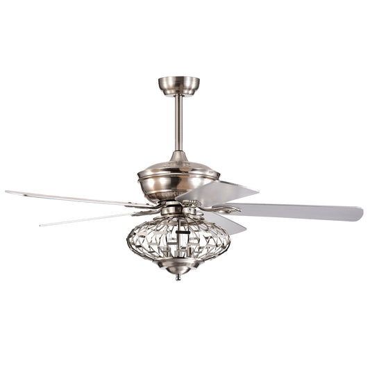 52 Inches Ceiling Fan, Wooden Blades, Remote Control, Silver Ceiling Fans Silver at Gallery Canada