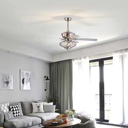 52 Inches Ceiling Fan with Wooden Blades and Remote Control, Silver Ceiling Fans at Gallery Canada