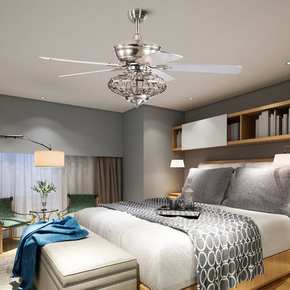 52 Inches Ceiling Fan with Wooden Blades and Remote Control, Silver Ceiling Fans at Gallery Canada