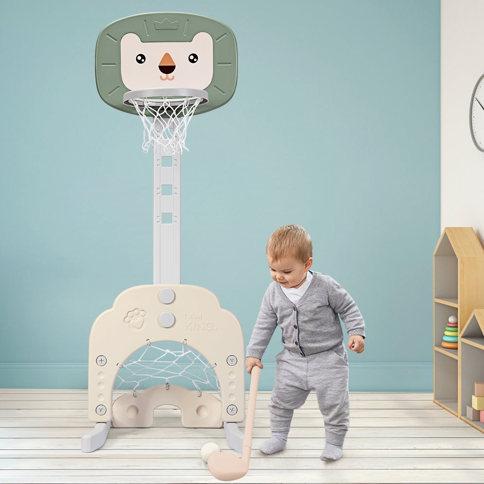 3-in-1 Adjustable Kids Basketball Hoop Sports Set, Green Toy Sports at Gallery Canada