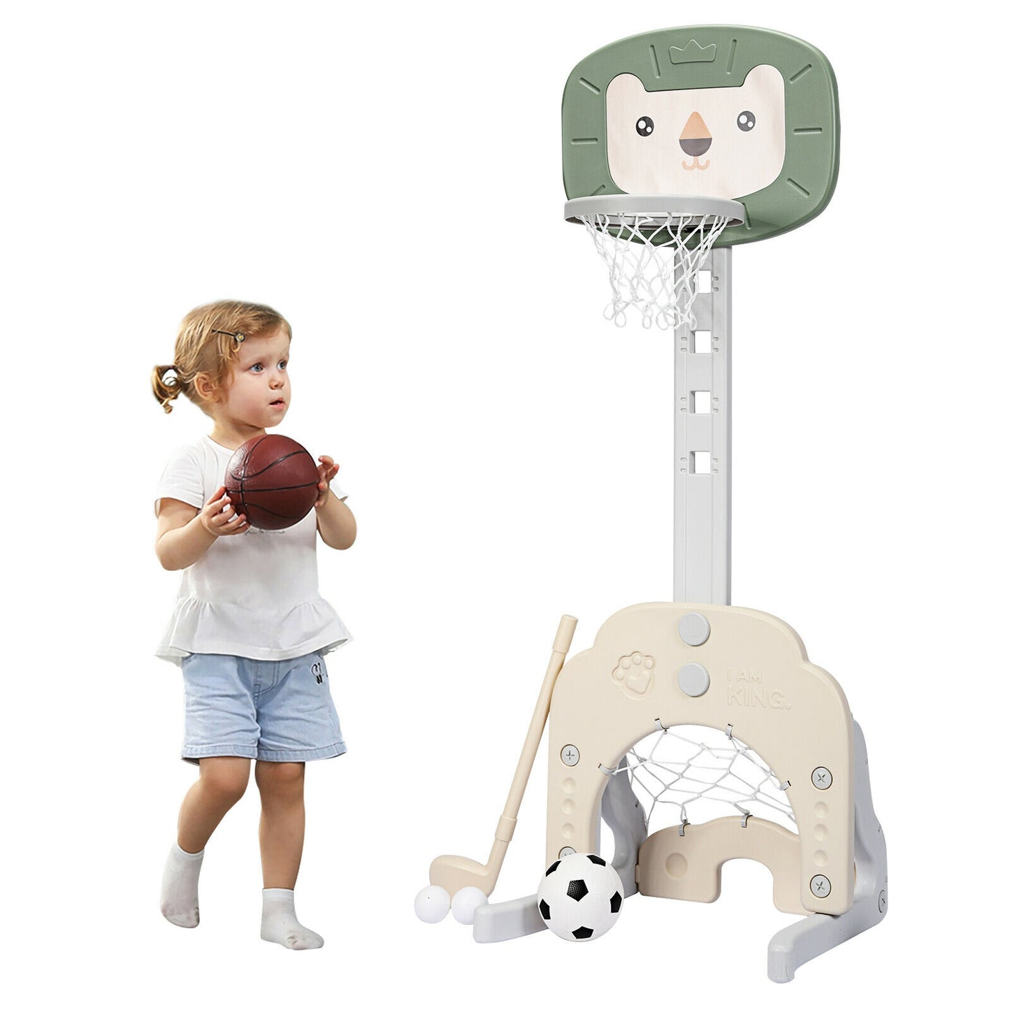 3-in-1 Adjustable Kids Basketball Hoop Sports Set, Green Toy Sports at Gallery Canada