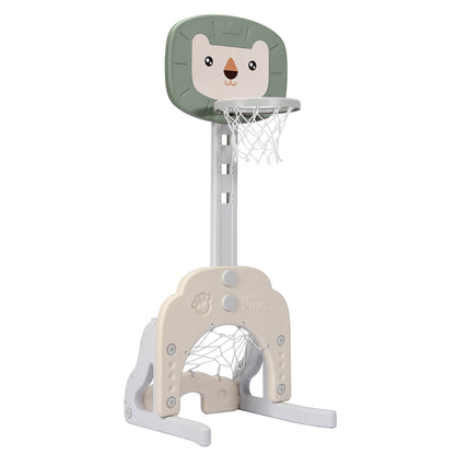 3-in-1 Adjustable Kids Basketball Hoop Sports Set, Green Toy Sports Green at Gallery Canada