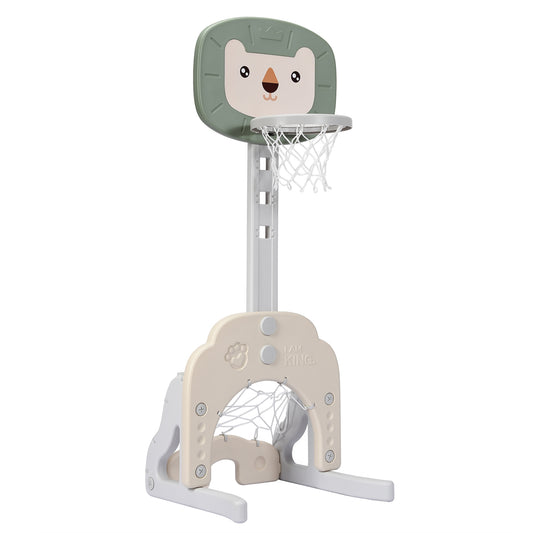 3-in-1 Adjustable Kids Basketball Hoop Sports Set, Green Toy Sports Green at Gallery Canada