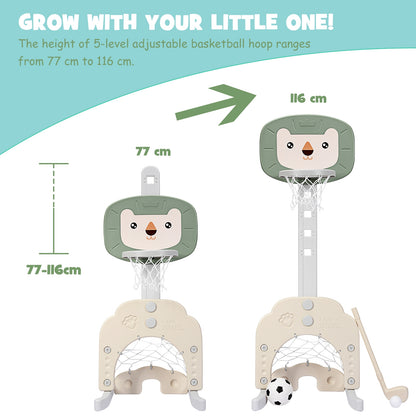 3-in-1 Adjustable Kids Basketball Hoop Sports Set, Green Toy Sports at Gallery Canada