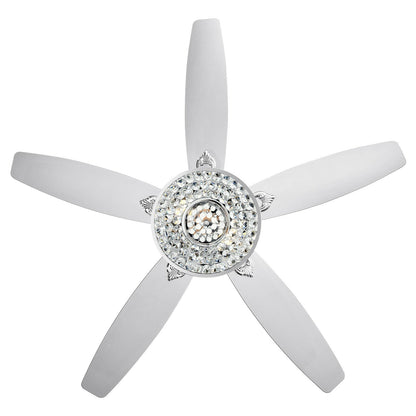 50 Inch Electric Crystal Ceiling Fan with Light Adjustable Speed Remote Control, Silver at Gallery Canada