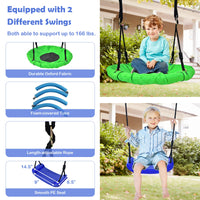 Thumbnail for 5-In-1 Outdoor Kids Swing Set with A-Shaped Metal Frame and Ground Stake - Gallery View 8 of 9