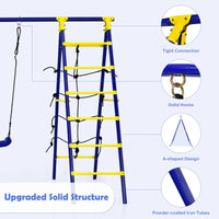 Thumbnail for 5-In-1 Outdoor Kids Swing Set with A-Shaped Metal Frame and Ground Stake - Gallery View 9 of 9