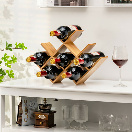 8-Bottle Freestanding Bamboo Wine Rack with Solid Structure, Natural - Gallery Canada
