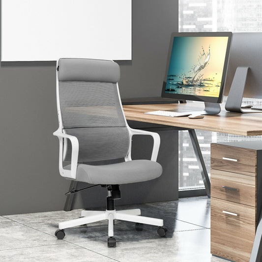 Adjustable Mesh Office Chair with Heating Support Headrest, Gray - Gallery Canada