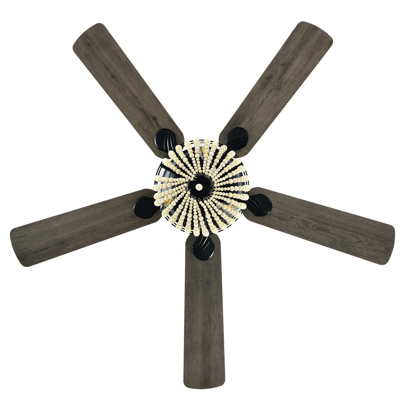 52 Inch Retro Ceiling Fan Light with Reversible Blades Remote Control, Black Ceiling Fans at Gallery Canada