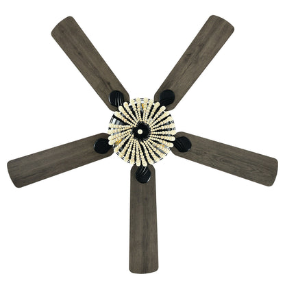 52 Inch Retro Ceiling Fan Light with Reversible Blades Remote Control, Black Ceiling Fans at Gallery Canada