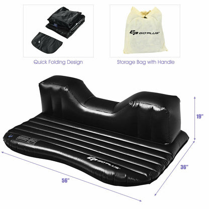 Inflatable Backseat Flocking Mattress Car SUV Travel with Pump, Black