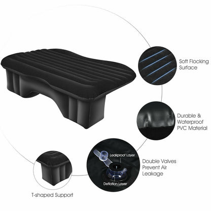 Inflatable Backseat Flocking Mattress Car SUV Travel with Pump, Black at Gallery Canada