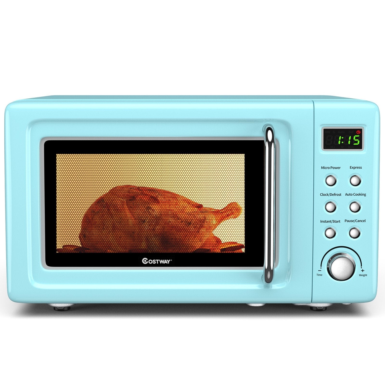 700W Retro Countertop Microwave Oven with 5 Micro Power and Auto Cooking Function, Green at Gallery Canada