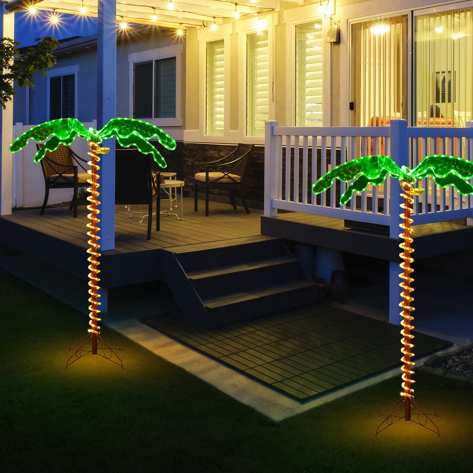 5 Feet LED Pre-lit Palm Tree Decor with Light Rope, Green Holiday Decor at Gallery Canada
