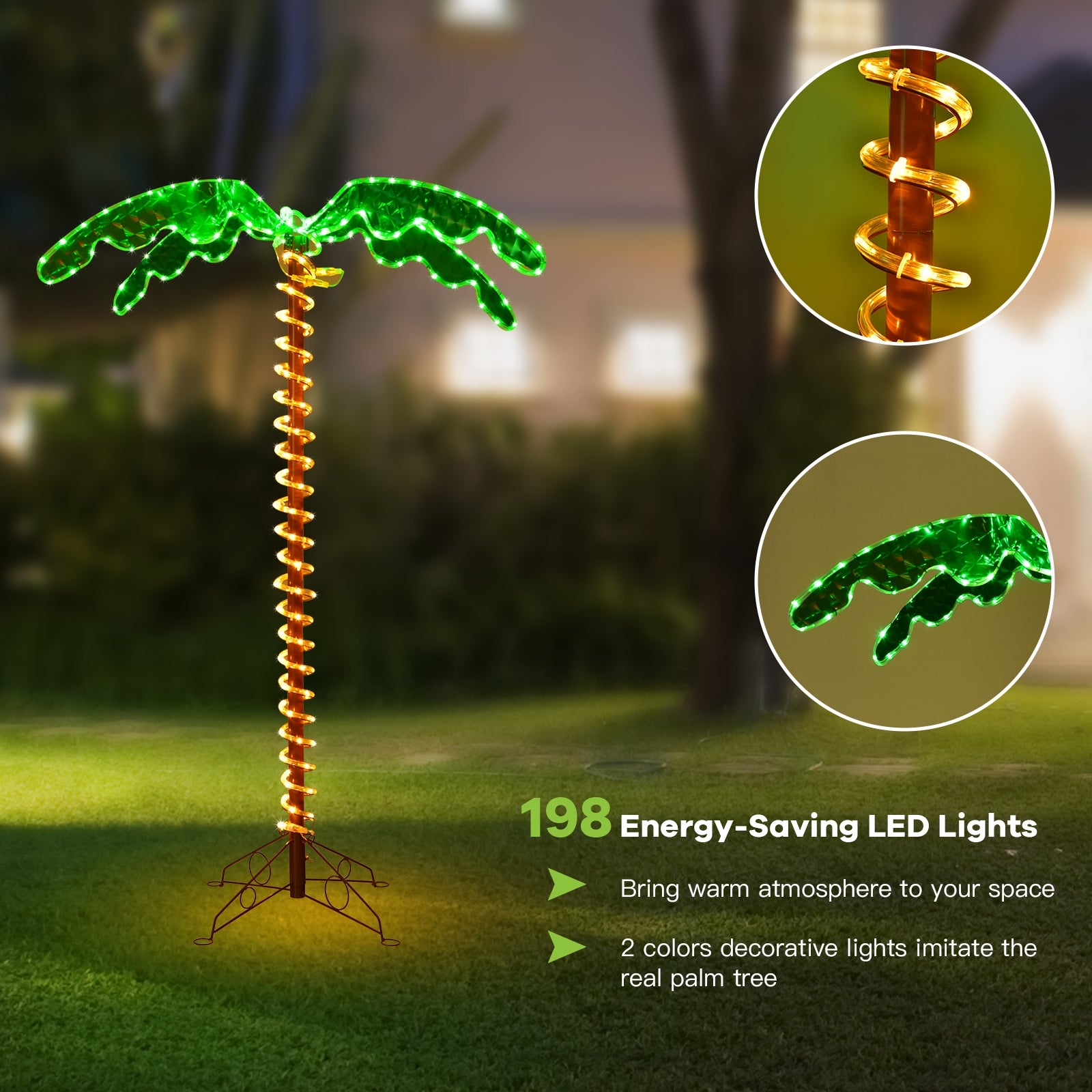 5 Feet LED Pre-lit Palm Tree Decor with Light Rope, Green Holiday Decor at Gallery Canada