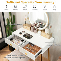 Thumbnail for Vanity Table Set with 3-Color Adjustable & Dimmable LED Light and 2 Storage Cases & 2 Drawers - Gallery View 9 of 10