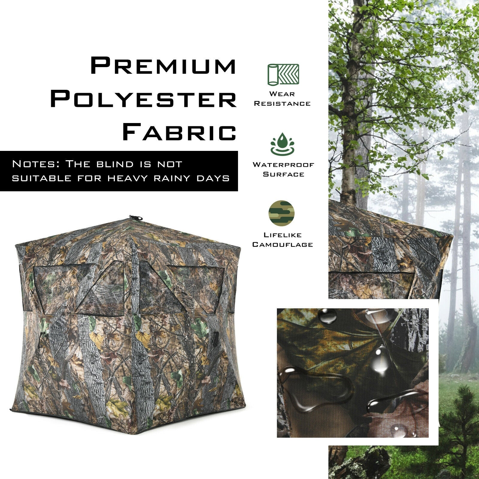3 Person Portable Pop-Up Ground Hunting Blind with Tie-downs Tents at Gallery Canada