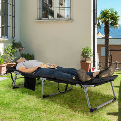 4-Fold Oversize Padded Folding Lounge Chair with Removable Soft Mattress, Black Outdoor Chaise Lounges at Gallery Canada
